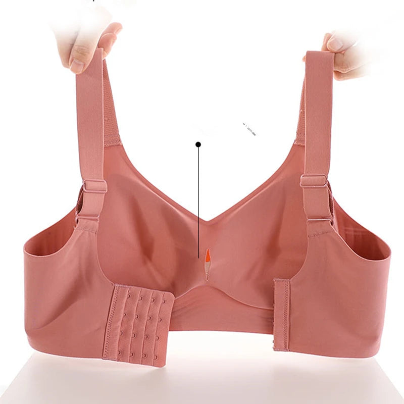 Seamless Wire-Free Push-Up Bra – Large Size, Soft Support & Adjustable Fit