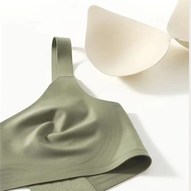 Seamless Anti-Sagging Wireless Bra – Large Size, Adjustable & Supportive