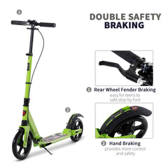 HOMCOM Folding Kick Scooter – Dual Brake, Dual Suspension & Adjustable Handlebar