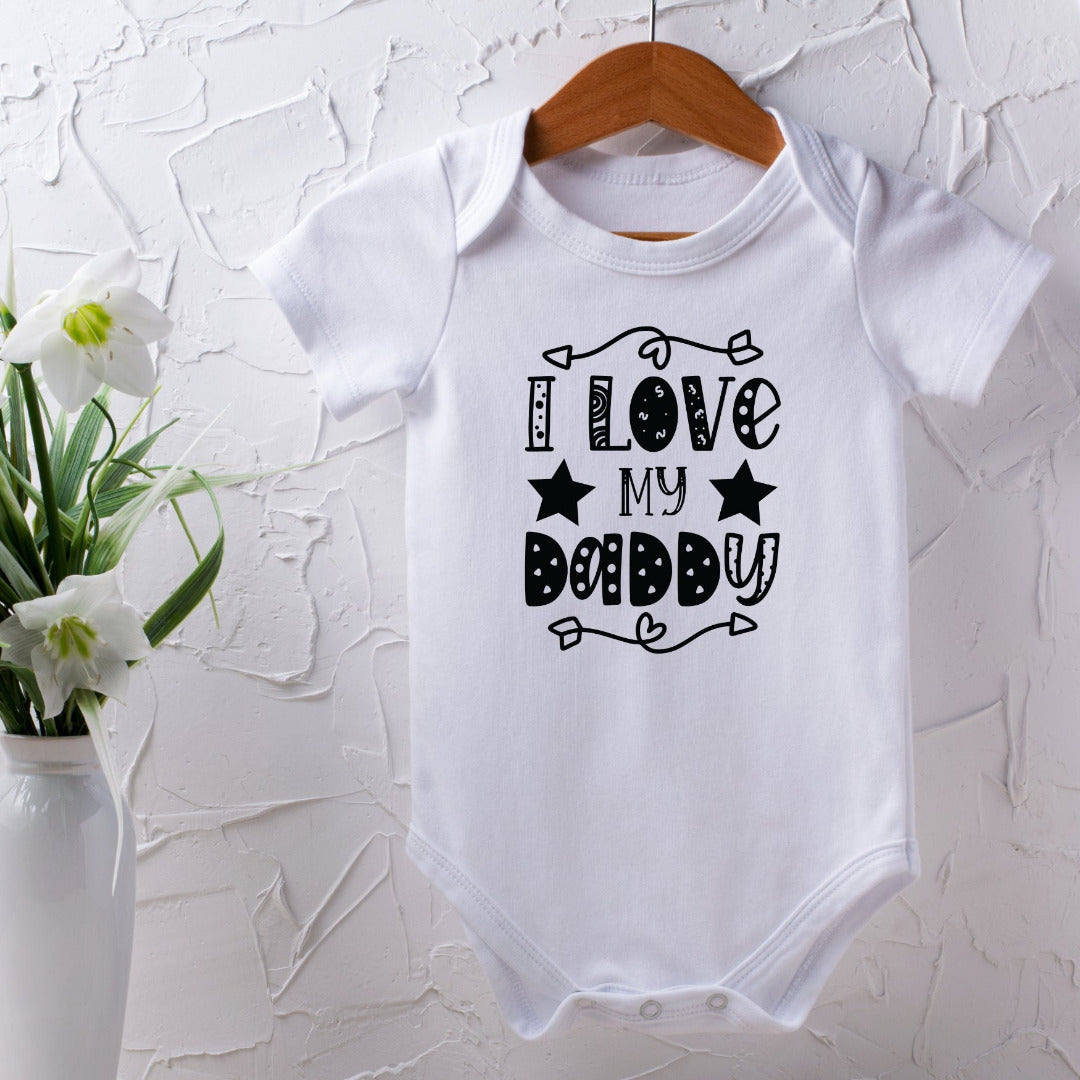 Personalised I Love My Daddy Baby Grow, Vest or Bib – Monochrome