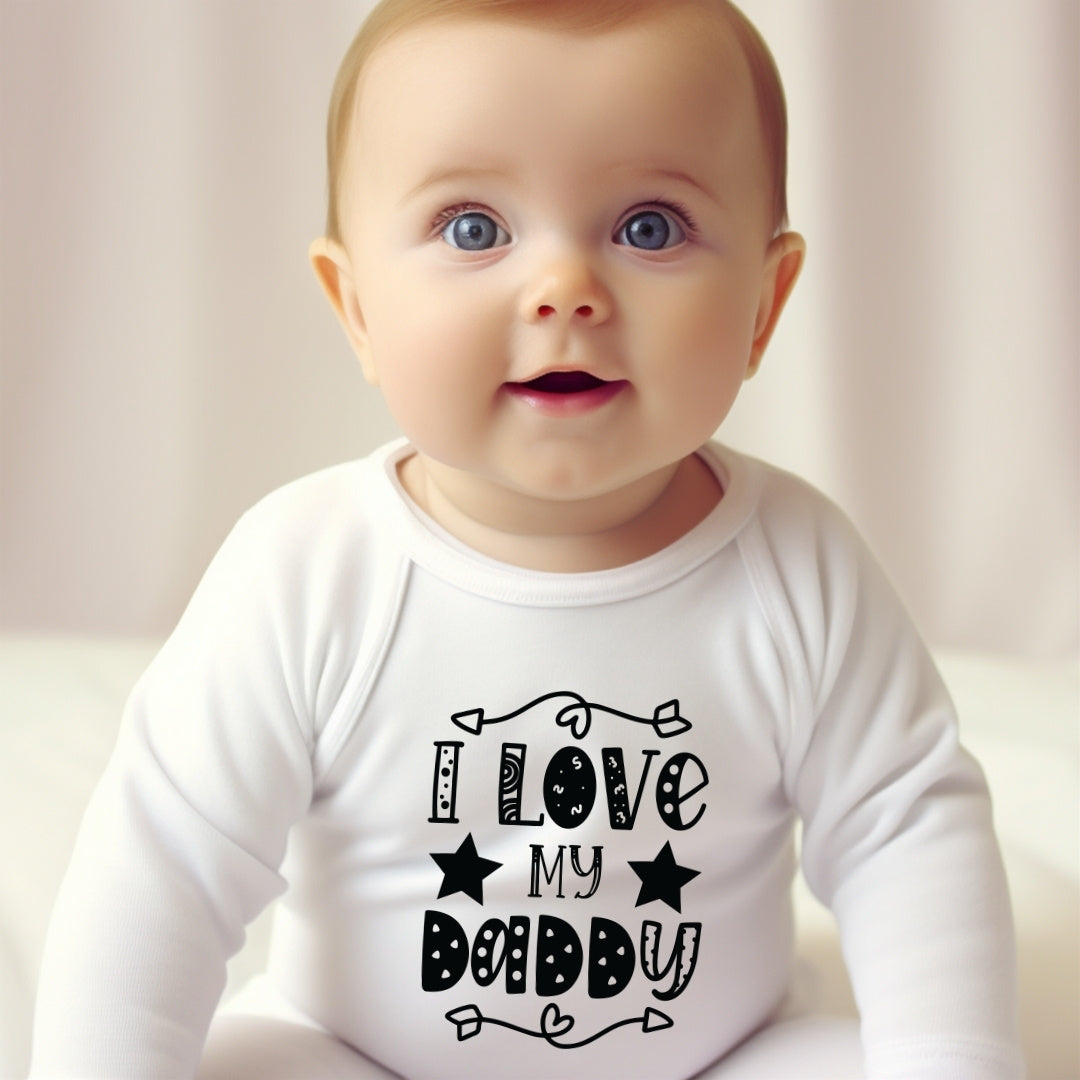 Personalised I Love My Daddy Baby Grow, Vest or Bib – Monochrome