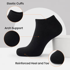 Men's Trainer Socks 6 Pairs Lightweight Cotton Blend Ankle With Arch Support