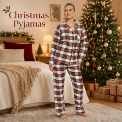 Women's Flannelette Check Pyjama Set Soft Brushed Cotton Easy Care