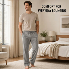 2 Pack Men's Cotton Lounge Bottoms Stretchable PJ Pants Durable Cosy