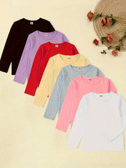 Girls' Soft Knit Long-Sleeve T-Shirt – Versatile & Comfortable