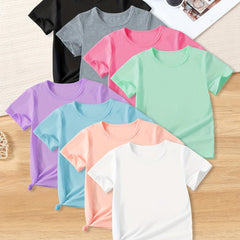 8-Pack Girls' Summer T-Shirts – Soft Knit Crew Neck Tees