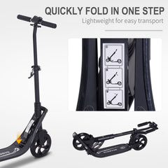 HOMCOM Folding Kick Scooter – Adjustable Height, Dual Suspension & Rear Brake