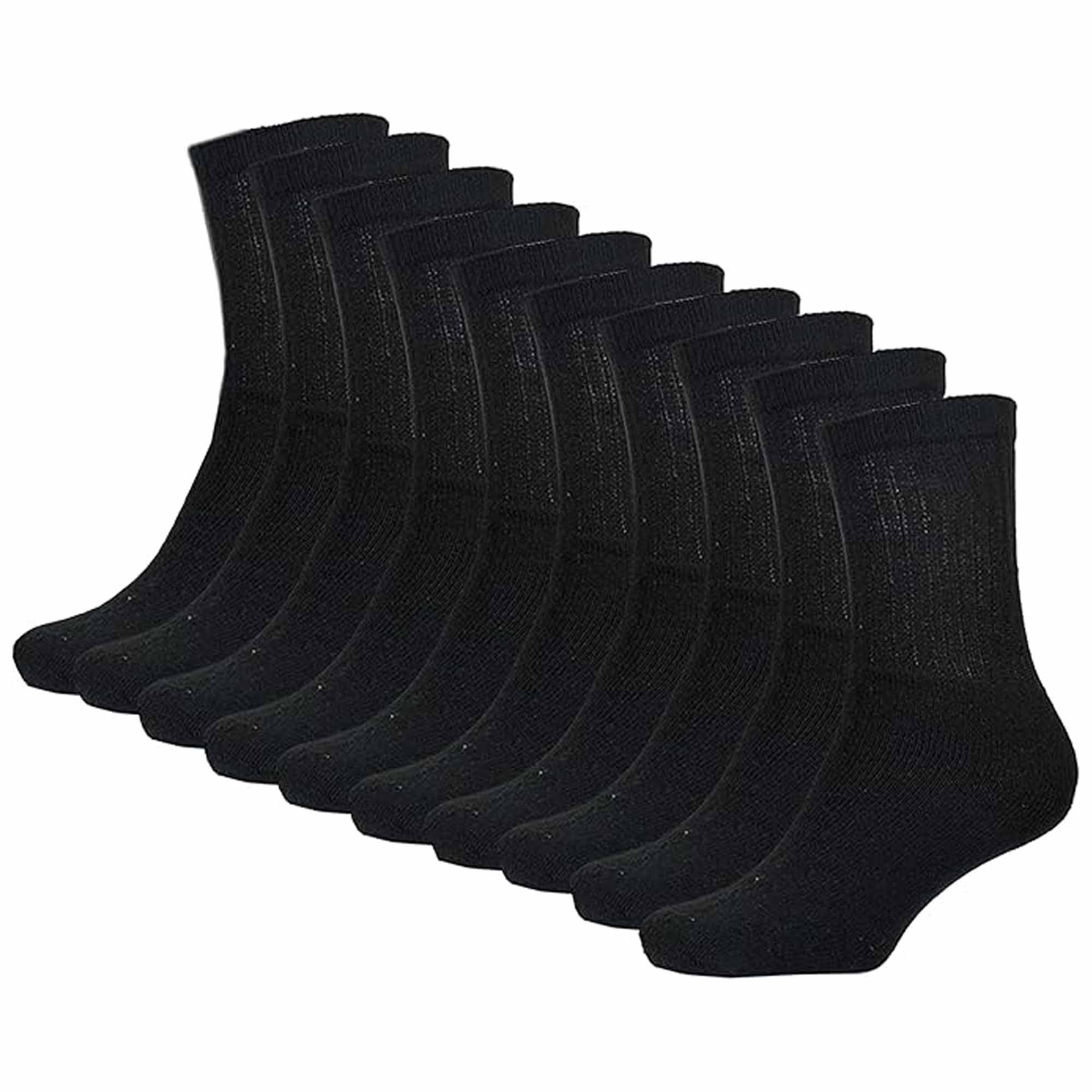 Kids' Athletic Socks Pack of 10 Pairs Cushioned Breathable Moisture-Wicking