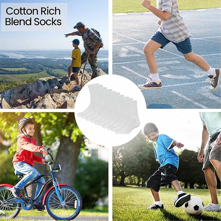 Kids' Athletic Socks Pack of 10 Pairs Cushioned Breathable Moisture-Wicking