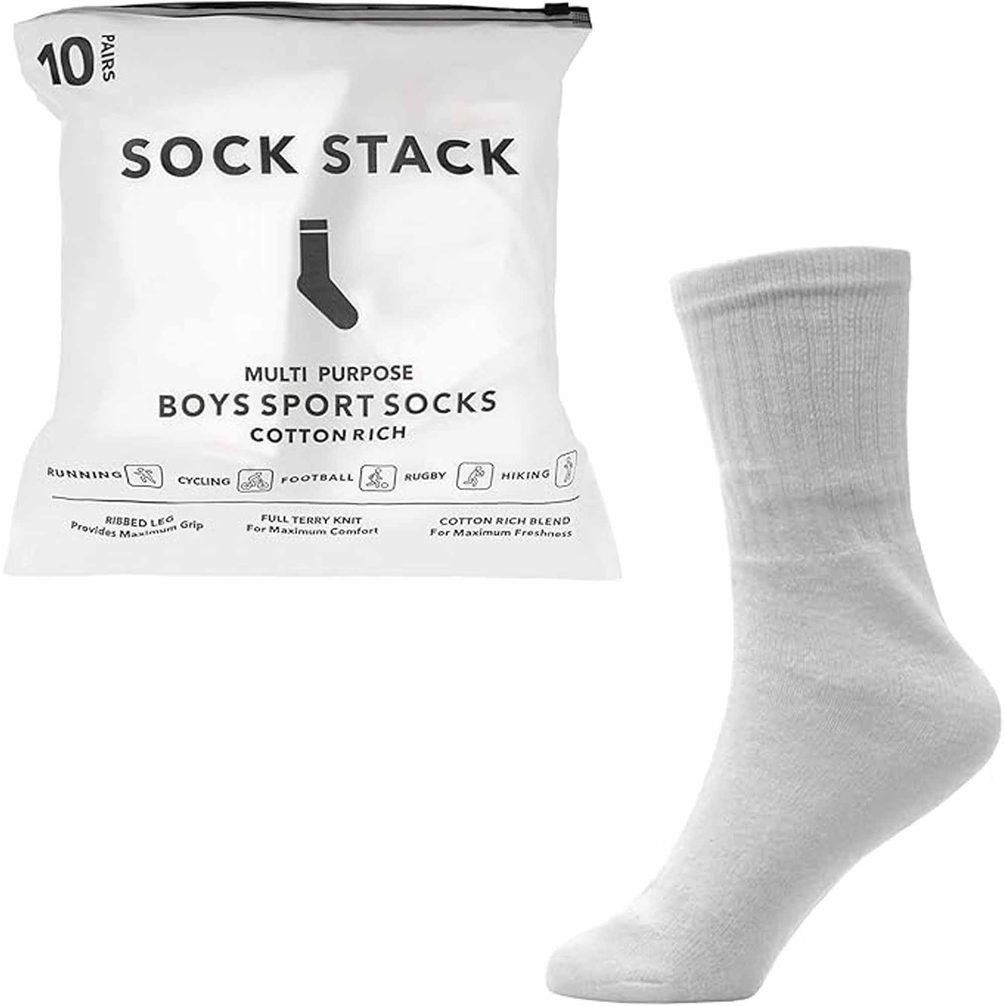 Kids' Athletic Socks Pack of 10 Pairs Cushioned Breathable Moisture-Wicking