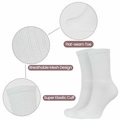 Kids' Athletic Socks Pack of 10 Pairs Cushioned Breathable Moisture-Wicking