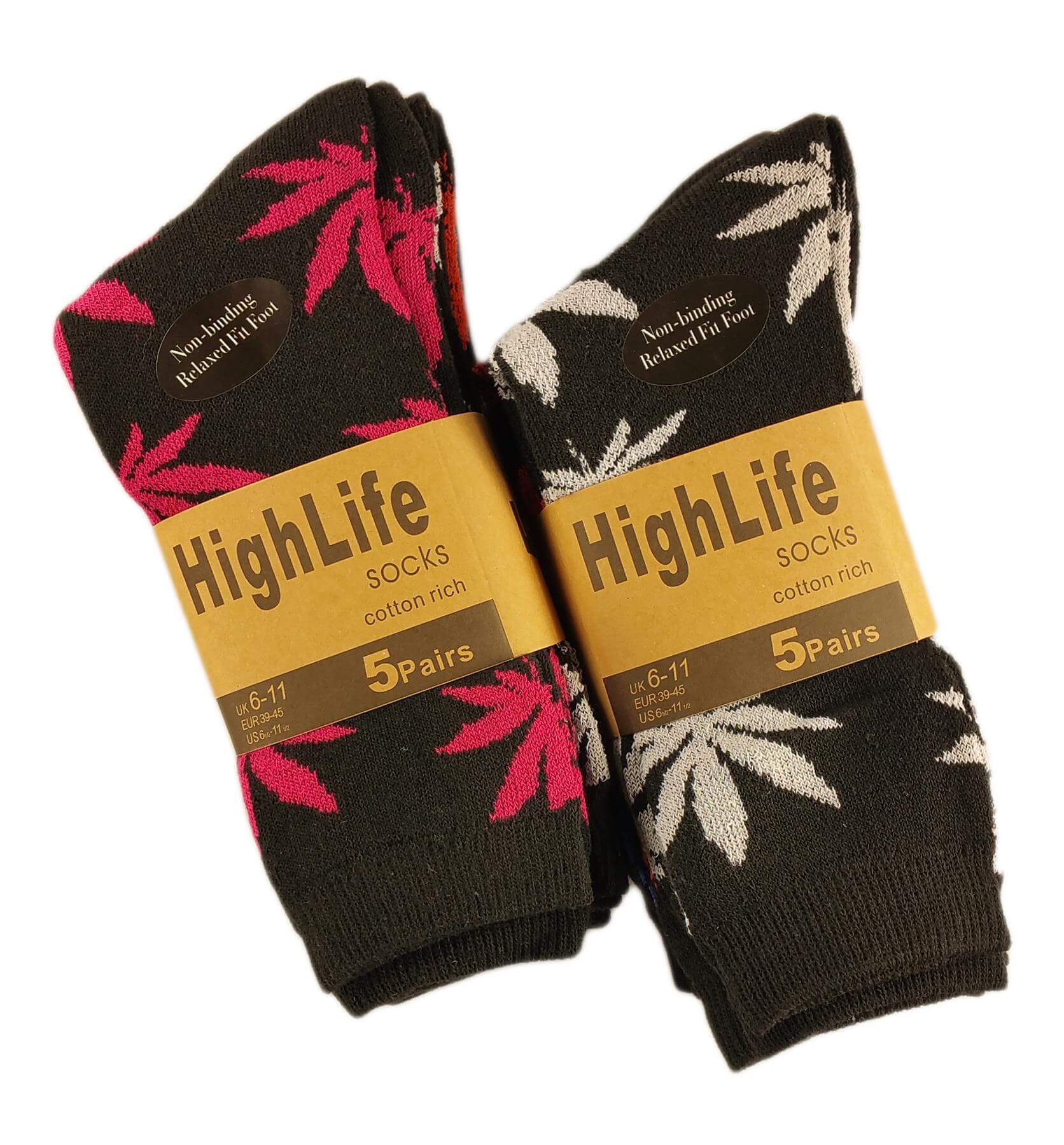 10 Pairs Ganja Leaf Cotton Rich Comfort Fit Socks Ultra Smooth Flat Toe Seam
