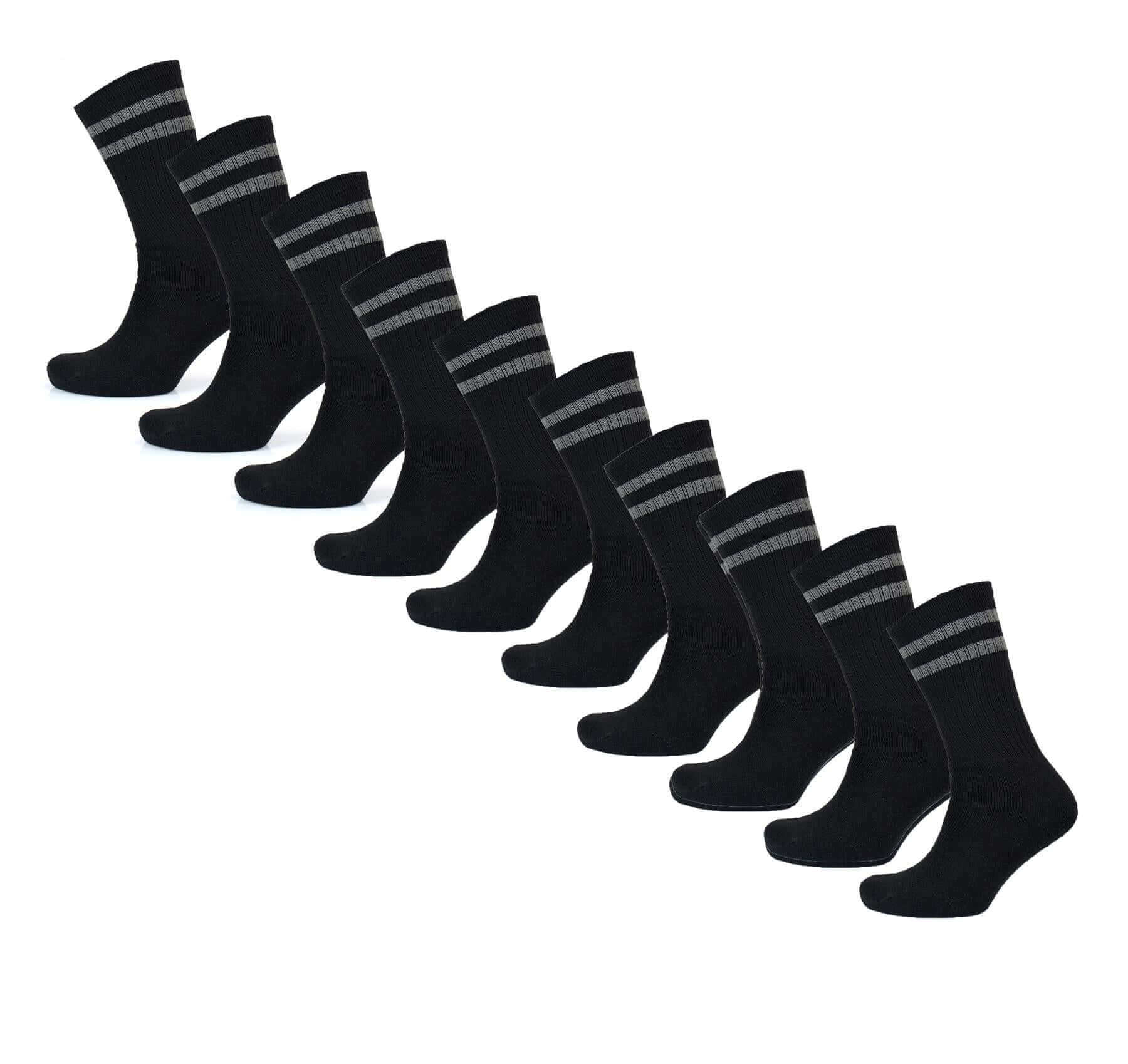 Men's Cotton Rich Striped Sport Socks UK 6-11 Moisture Wicking Reinforced