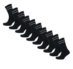 Men's Cotton Rich Striped Sport Socks UK 6-11 Moisture Wicking Reinforced