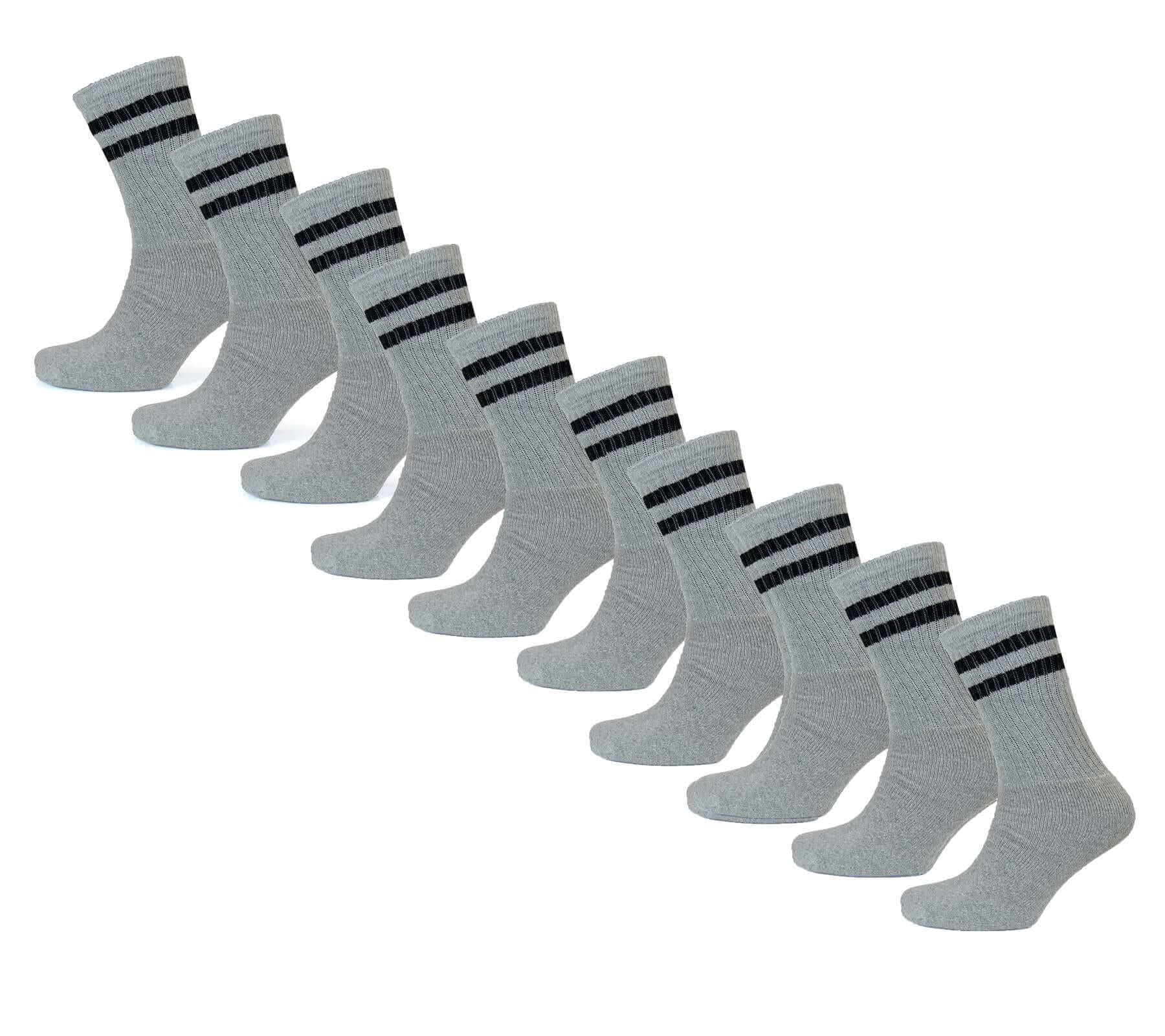 Men's Cotton Rich Striped Sport Socks UK 6-11 Moisture Wicking Reinforced