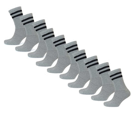 Men's Cotton Rich Striped Sport Socks UK 6-11 Moisture Wicking Reinforced