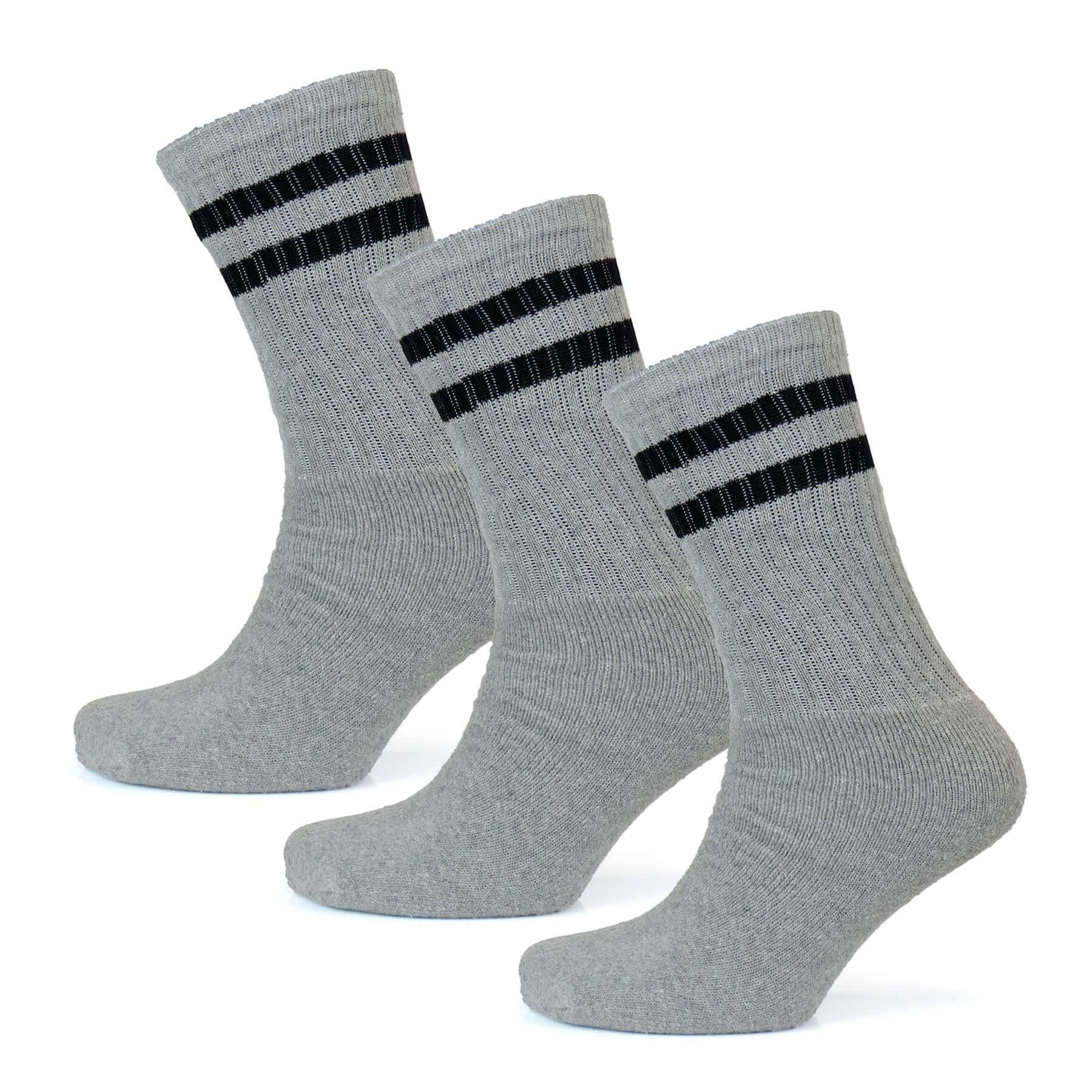 Men's Cotton Rich Striped Sport Socks UK 6-11 Moisture Wicking Reinforced