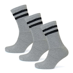 Men's Cotton Rich Striped Sport Socks UK 6-11 Moisture Wicking Reinforced