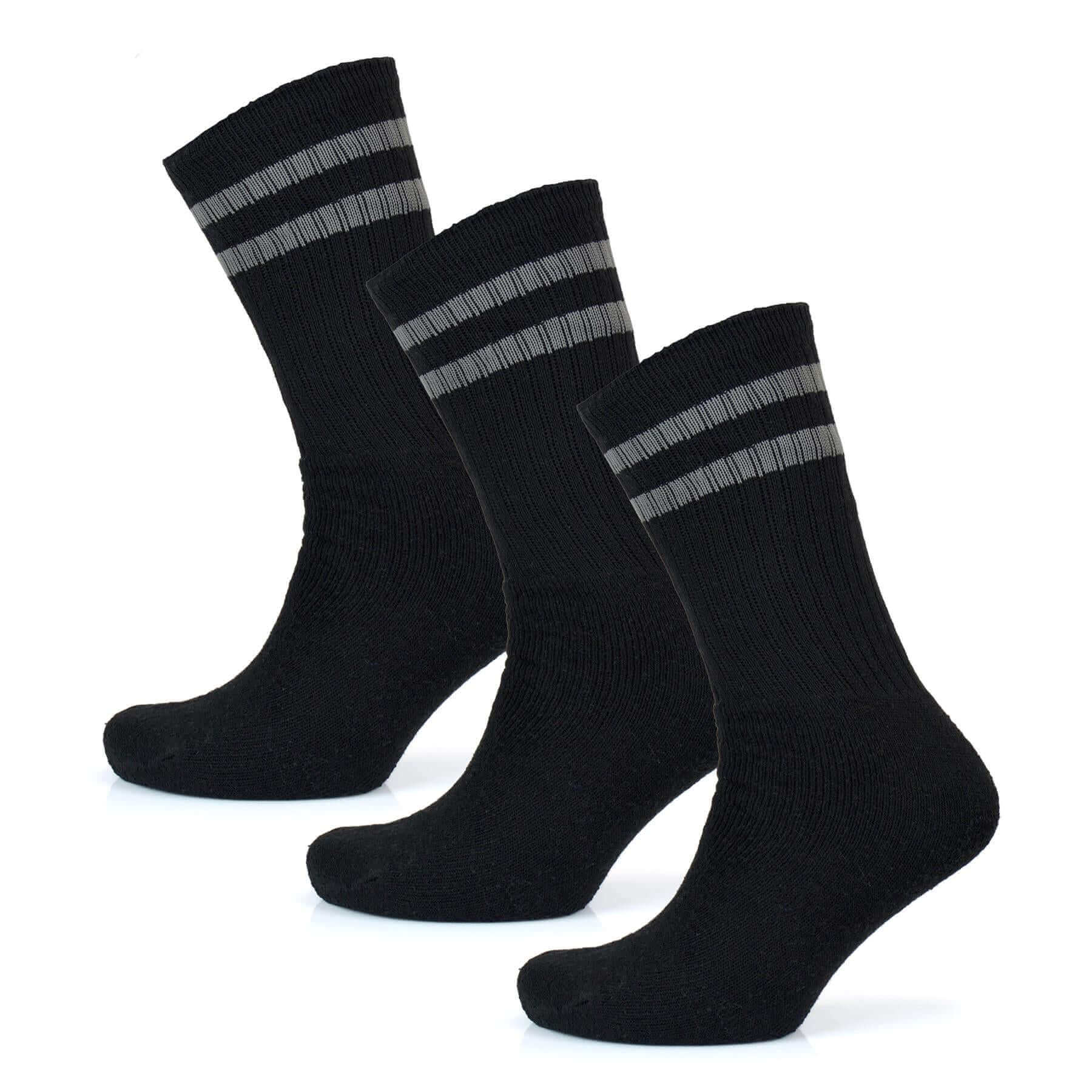 Men's Cotton Rich Striped Sport Socks UK 6-11 Moisture Wicking Reinforced