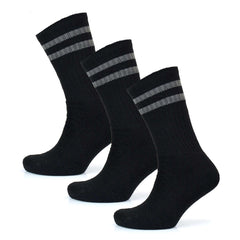 Men's Cotton Rich Striped Sport Socks UK 6-11 Moisture Wicking Reinforced