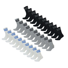 Men's Cotton Rich Striped Sport Socks UK 6-11 Moisture Wicking Reinforced