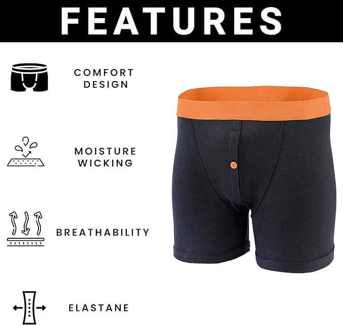 6 Pack Black Cotton Blend Boxer Shorts Men's Breathable Stretch Colorful