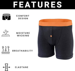 6 Pack Black Cotton Blend Boxer Shorts Men's Breathable Stretch Colorful