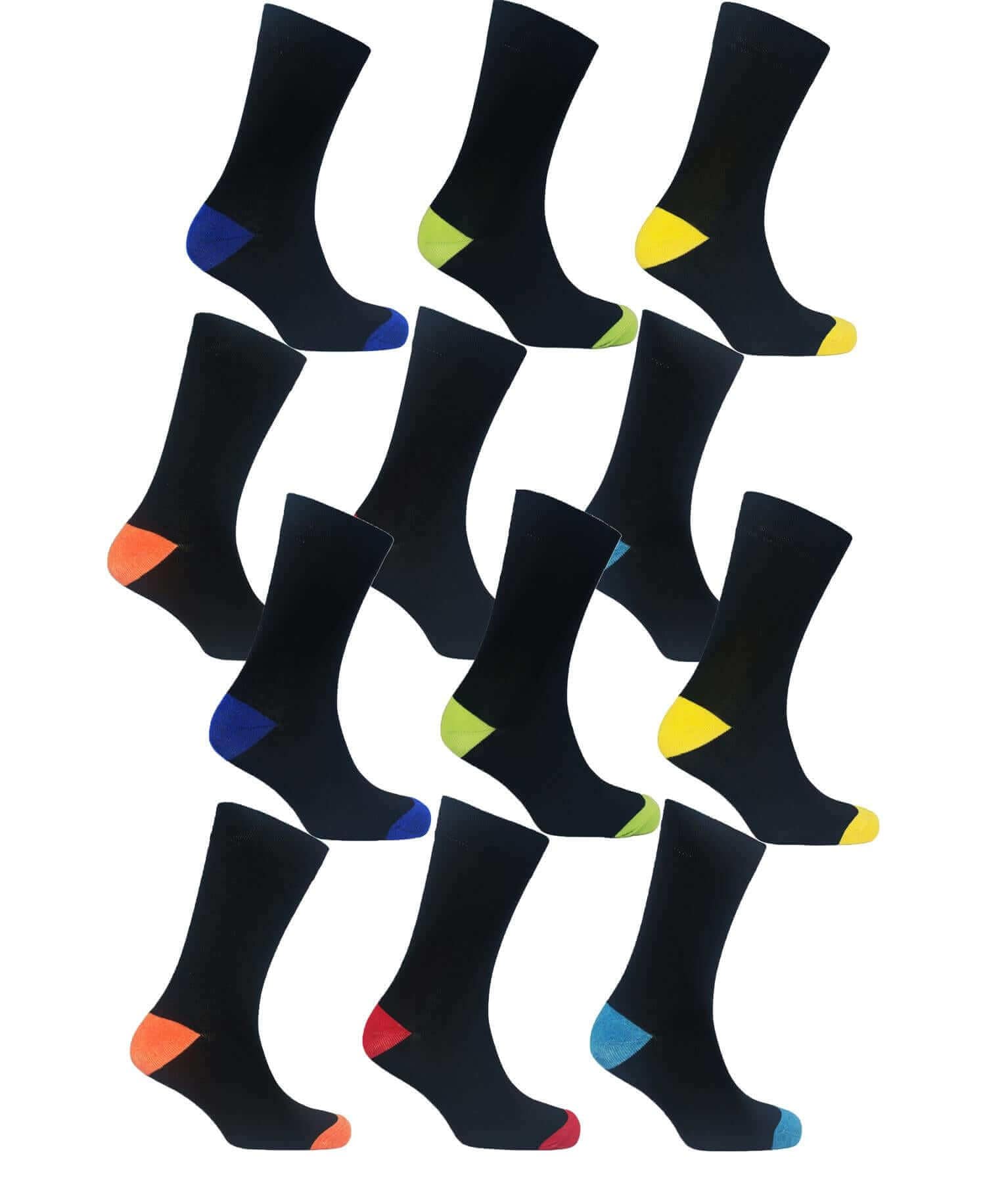 Men's Colourful Heel Toe Black Argyle Diamond Socks