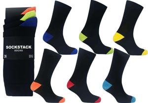Men's Colourful Heel Toe Black Argyle Diamond Socks