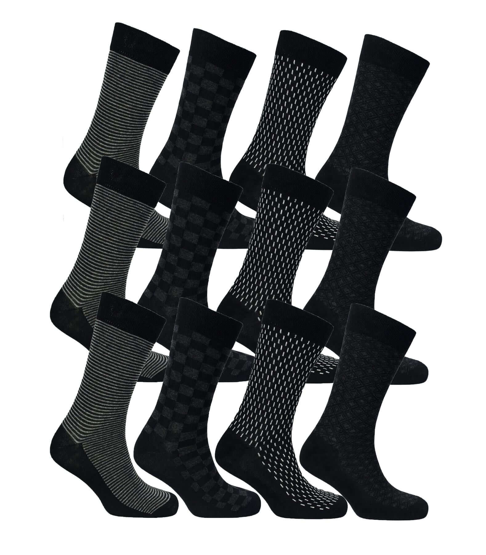 Men's Colourful Heel Toe Black Argyle Diamond Socks