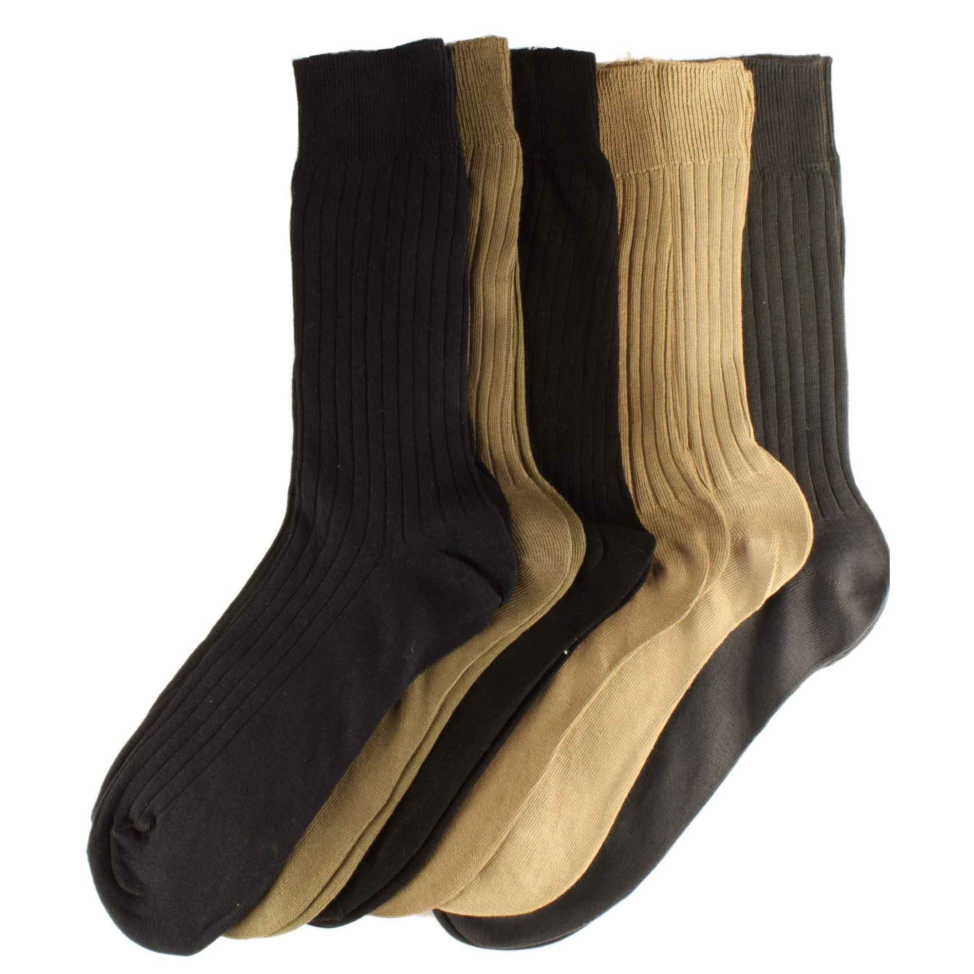 Men's 12 Pairs Seamless Toe Dress Socks 100% Cotton Ribbed Moisture-Wicking