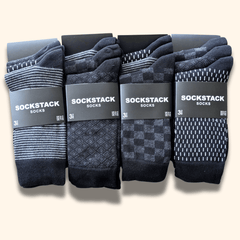 Men's Socks 12 Pairs Cotton Colorful Heel Toe Black Argyle Diamond Easycare