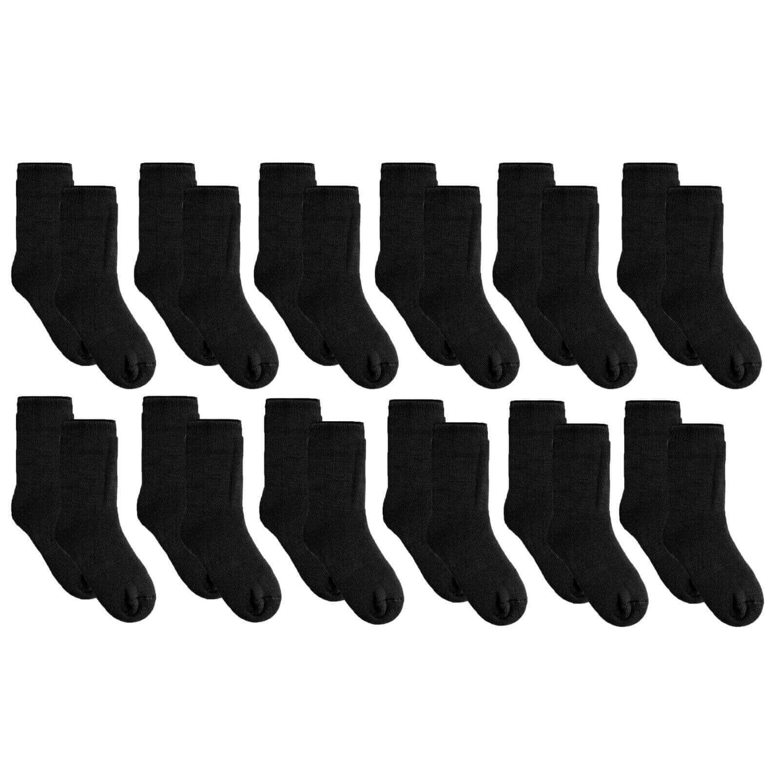 Men's Thermal Work Boot Socks 12 Pairs Black Cushioned Reinforced Sizes 6-11