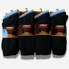 Men's Black Thermal Socks 12 Pairs Double Brushed Advanced Knitting Technology