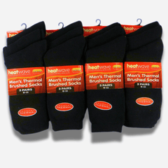 Men's Black Thermal Socks 12 Pairs Double Brushed Advanced Knitting Technology