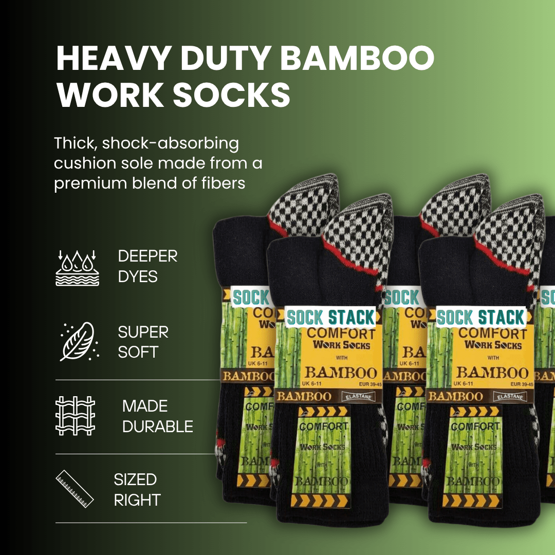 Men's Bamboo Work Socks 12 Pairs Heavy Duty Moisture Wicking Cushioned