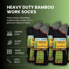 Men's Bamboo Work Socks 12 Pairs Heavy Duty Moisture Wicking Cushioned