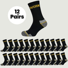 Men's Heavy Duty Work Socks 12 Pairs – Cushioned Sole, UK 6–11
