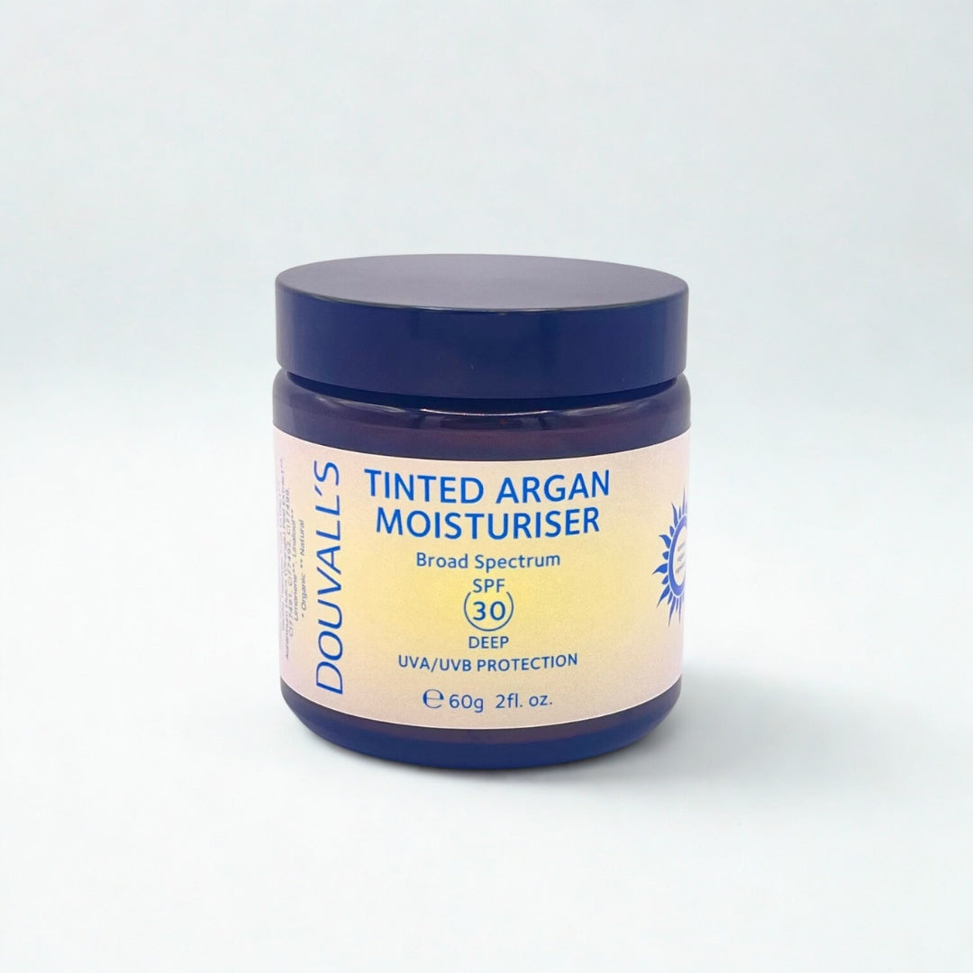 Tinted Argan Moisturiser SPF30 60ml – Mineral Tinted Sunscreen, Three Shades
