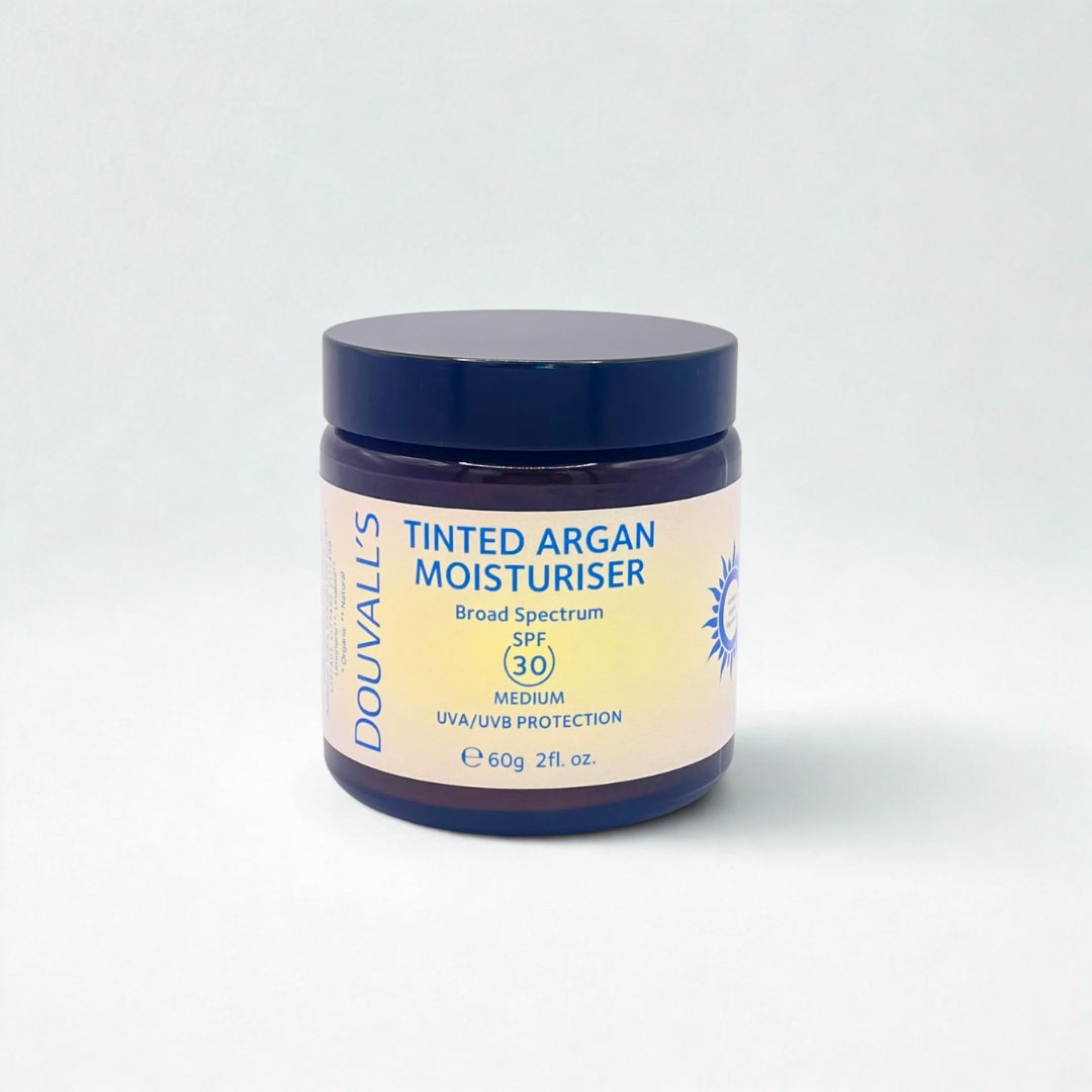 Tinted Argan Moisturiser SPF30 60ml – Mineral Tinted Sunscreen, Three Shades
