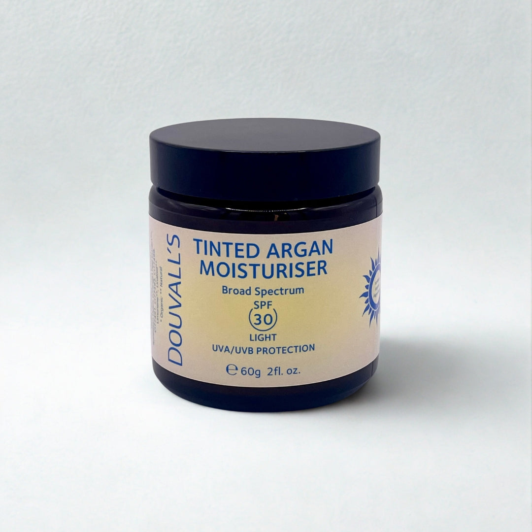 Tinted Argan Moisturiser SPF30 60ml – Mineral Tinted Sunscreen, Three Shades