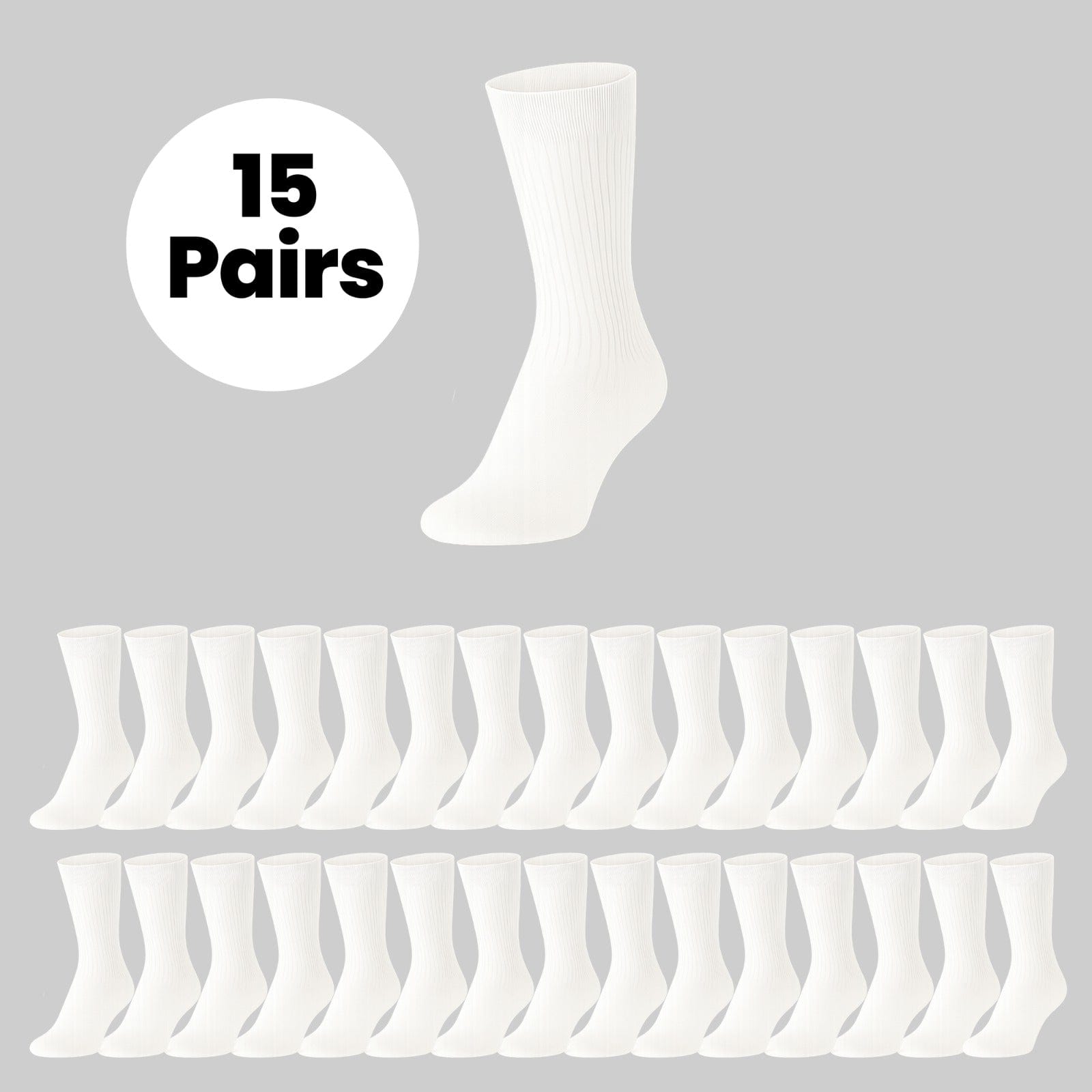 Men's Cotton Rich Performance Sport Socks 15 Pairs UK 6-11 Black Grey White