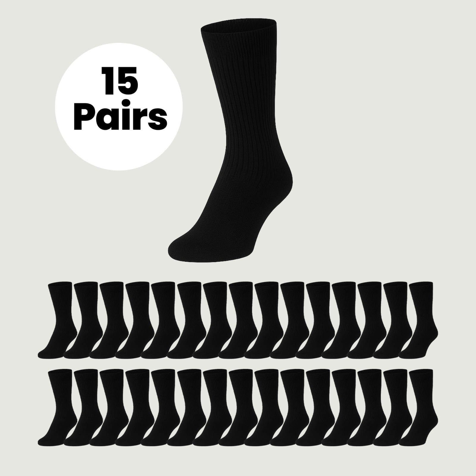 Men's Cotton Rich Performance Sport Socks 15 Pairs UK 6-11 Black Grey White