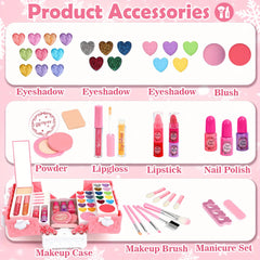 HEANING Washable Kids' Makeup Set – Safe & Fun Cosmetic Kit for Girls
