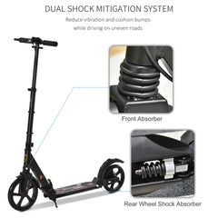 HOMCOM Folding Kick Scooter – Dual Brake, Dual Suspension & Adjustable Handlebar
