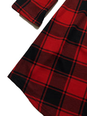 Casual Plaid Drawstring Dress – Long Sleeve & Fit-and-Flare
