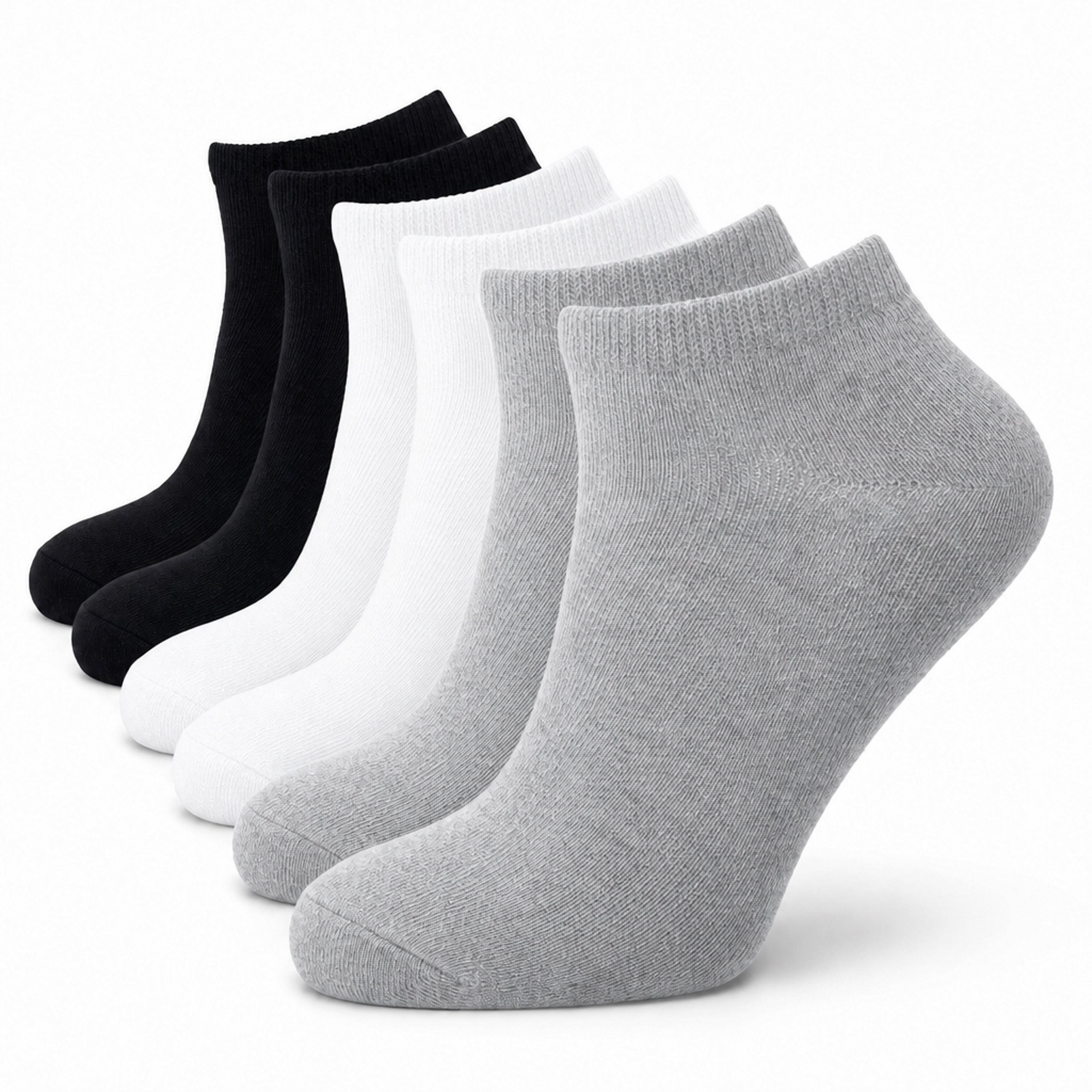 Men's Trainer Socks 6 Pairs Lightweight Cotton Blend Ankle With Arch Support