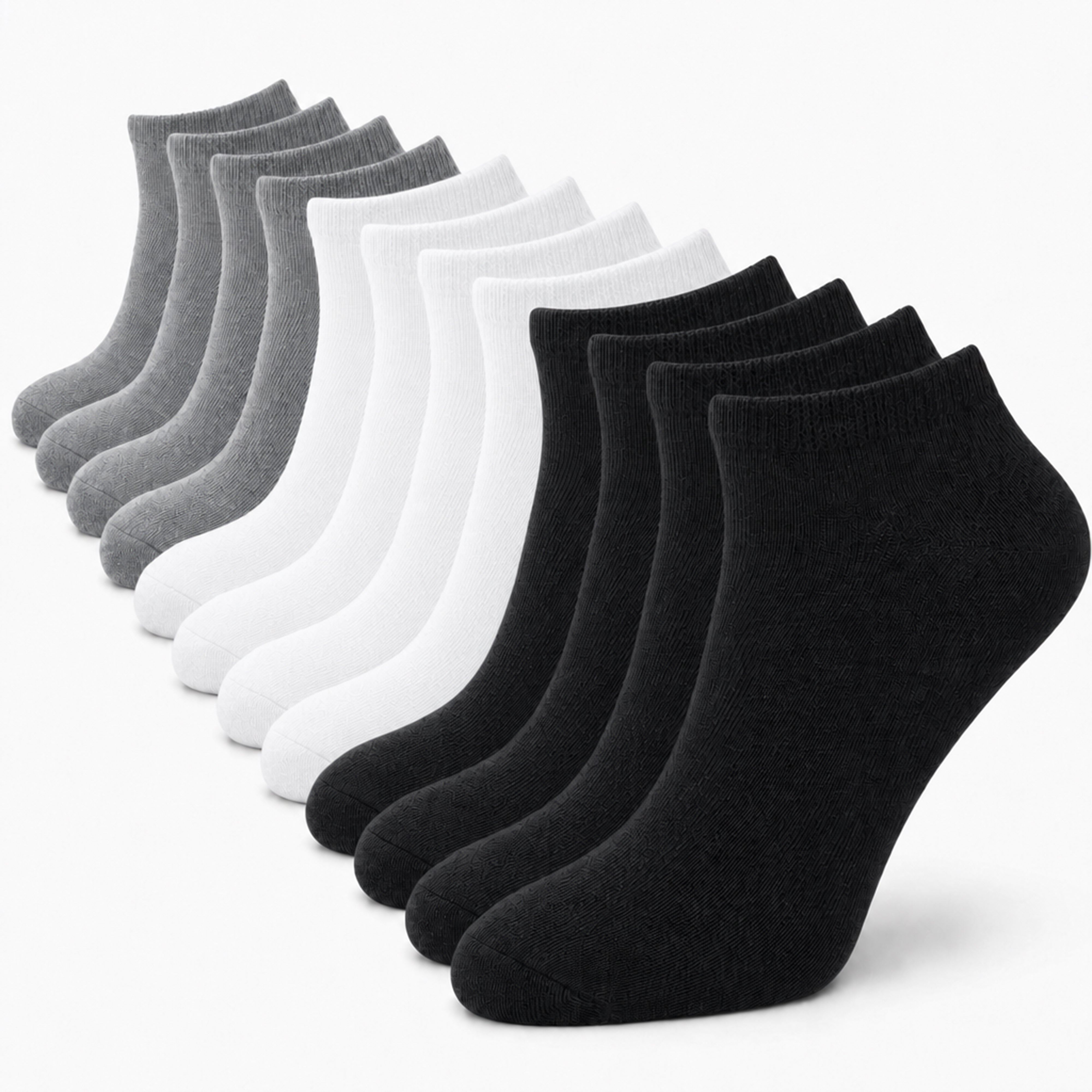 Men's Trainer Socks 12 Pairs Breathable Cotton Blend Arch Support Anti Crimping