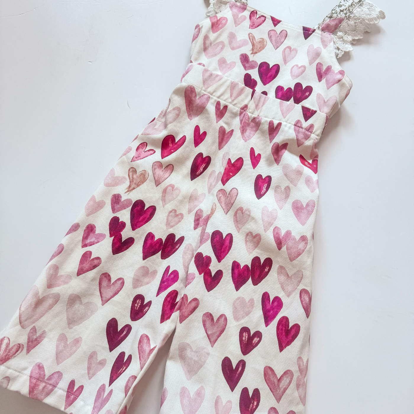 White Daisy Girls' Heartbreaker Dungarees, Lace-Trim Straps