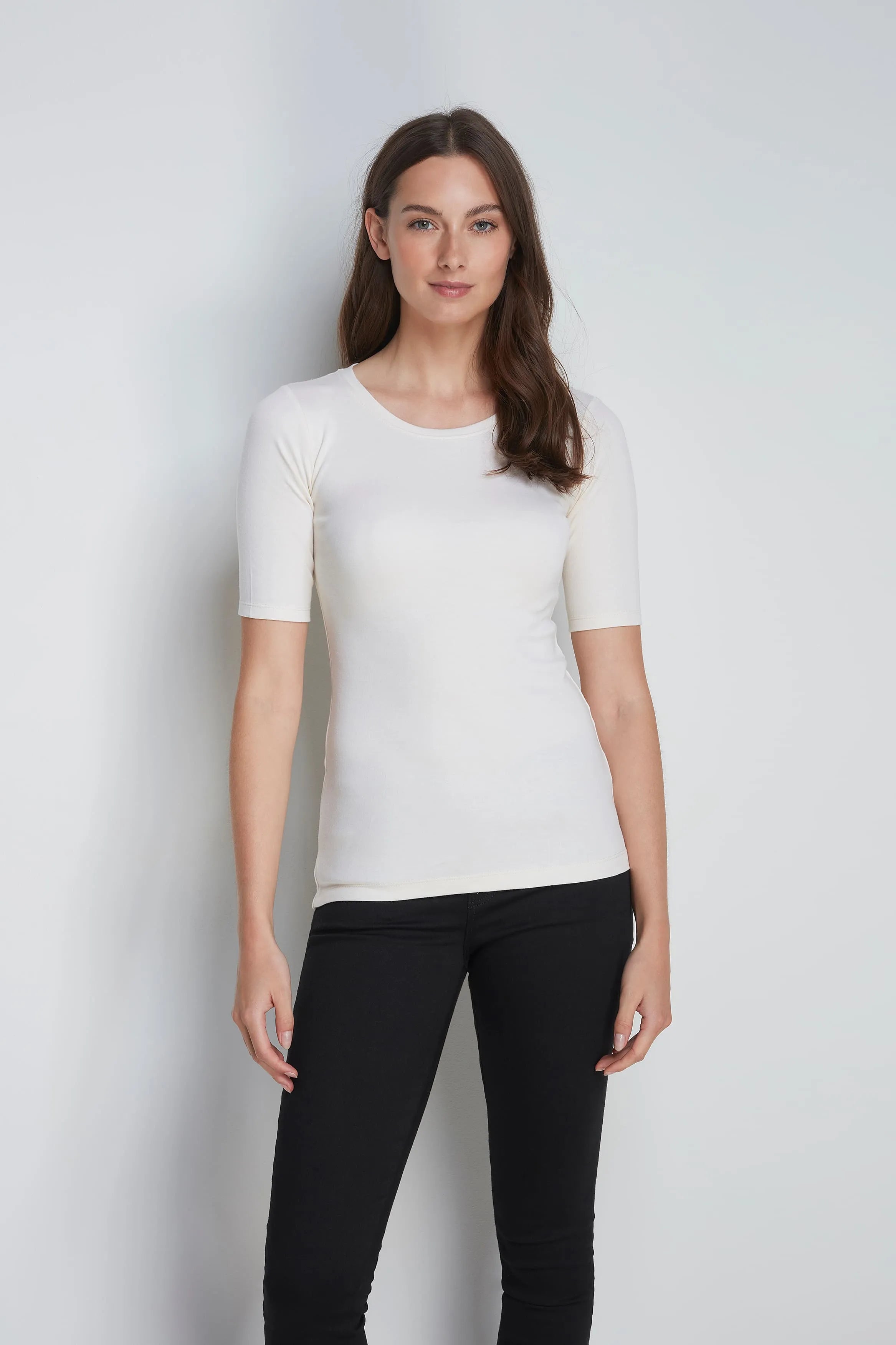 Women's Half Sleeve Crew Neck T-Shirt – Cotton Modal, UK 8-16